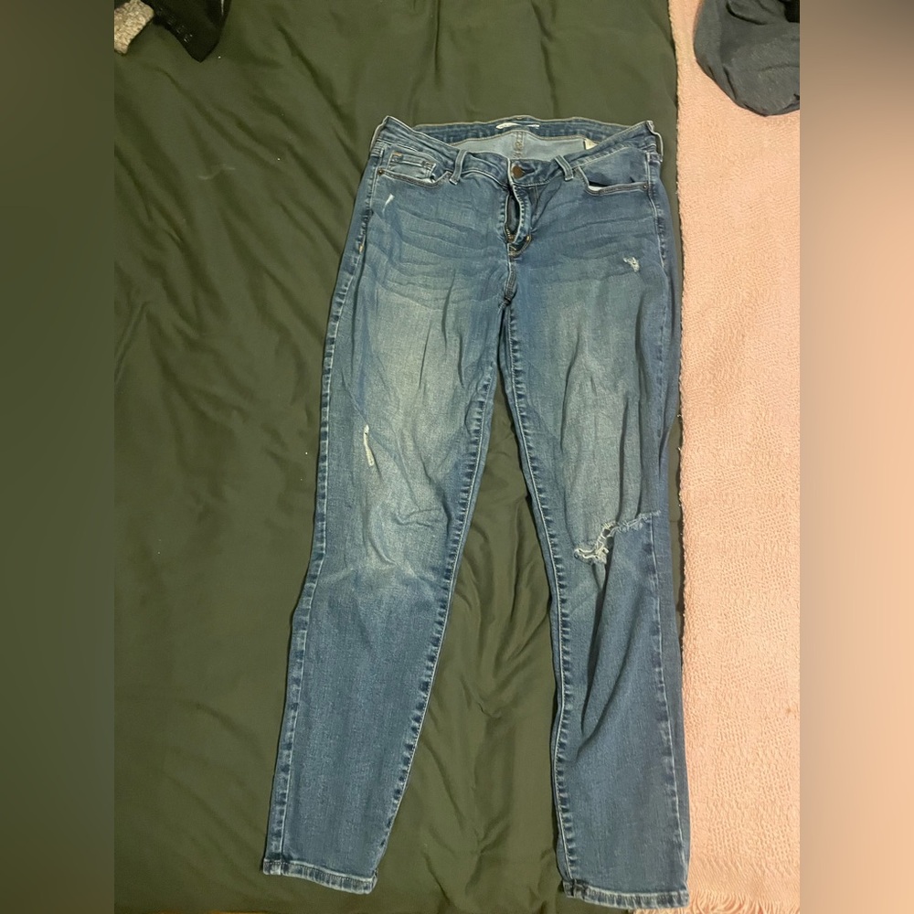 Old Navy Blue Skinny Jeans with Distressed Details
